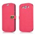 Glam Solid Color Magnetic Flip Snow Grain Leather Stand Case Cover With Card Slot For Samsung Galaxy S3 I9300 - Red