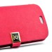 Glam Solid Color Magnetic Flip Snow Grain Leather Stand Case Cover With Card Slot For Samsung Galaxy S3 I9300 - Red