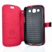 Glam Solid Color Magnetic Flip Snow Grain Leather Stand Case Cover With Card Slot For Samsung Galaxy S3 I9300 - Red