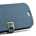 Glam Solid Color Magnetic Flip Snow Grain Leather Stand Case Cover With Card Slot For Samsung Galaxy S3 I9300 - Sapphire Blue