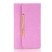 Glittering Powder Detachable Magnetic PU Leather Chain Handbag Folio Case With Card Slots for Samsung Galaxy S7 - Magenta