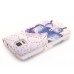 Glittering Rhinestone Inlaid Colorful Drawing Pattern Magnetic Folio Leather Case with Card Slot for Samsung Galaxy Note 4 - Blue Butterfly