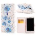 Glittering Rhinestone Inlaid Colorful Drawing Pattern Magnetic Folio Leather Case with Card Slot for Samsung Galaxy Note 4 - Four Orchids