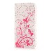 Glittering Rhinestone Inlaid Colorful Drawing Pattern Magnetic Folio Leather Case with Card Slot for Samsung Galaxy Note 4 - Pink Butterfly and Flowers