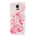 Glittering Rhinestone Inlaid Colorful Drawing Pattern Magnetic Folio Leather Case with Card Slot for Samsung Galaxy Note 4 - Pink Butterfly and Flowers