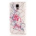 Glittering Rhinestone Inlaid Colorful Drawing Pattern Magnetic Folio Leather Case with Card Slot for Samsung Galaxy Note 4 - Red Flowers