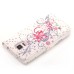 Glittering Rhinestone Inlaid Colorful Drawing Pattern Magnetic Folio Leather Case with Card Slot for Samsung Galaxy Note 4 - Red Flowers