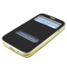 Golden Beach Grain Double Window Smart View Flip Leather Case Cover for Samsung Galaxy S3 - Black