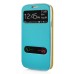 Golden Beach Grain Double Window Smart View Flip Leather Case Cover for Samsung Galaxy S3 - Blue