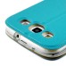 Golden Beach Grain Double Window Smart View Flip Leather Case Cover for Samsung Galaxy S3 - Blue