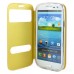 Golden Beach Grain Double Window Smart View Flip Leather Case Cover for Samsung Galaxy S3 - Blue