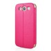 Golden Beach Grain Double Window Smart View Flip Leather Case Cover for Samsung Galaxy S3 - Magenta