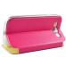 Golden Beach Grain Double Window Smart View Flip Leather Case Cover for Samsung Galaxy S3 - Magenta