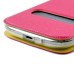 Golden Beach Grain Double Window Smart View Flip Leather Case Cover for Samsung Galaxy S3 - Magenta