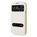 Golden Beach Grain Double Window Smart View Flip Leather Case Cover for Samsung Galaxy S3 - White