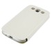 Golden Beach Grain Double Window Smart View Flip Leather Case Cover for Samsung Galaxy S3 - White