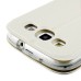 Golden Beach Grain Double Window Smart View Flip Leather Case Cover for Samsung Galaxy S3 - White