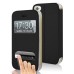 Golden Beach Grain Double Window Smart View Flip Leather Case Cover for iPhone 4 iPhone 4S - Black