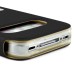 Golden Beach Grain Double Window Smart View Flip Leather Case Cover for iPhone 4 iPhone 4S - Black