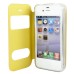 Golden Beach Grain Double Window Smart View Flip Leather Case Cover for iPhone 4 iPhone 4S - Black