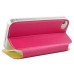 Golden Beach Grain Double Window Smart View Flip Leather Case Cover for iPhone 4 iPhone 4S - Magenta