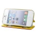 Golden Beach Grain Double Window Smart View Flip Leather Case Cover for iPhone 4 iPhone 4S - Magenta