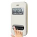 Golden Beach Grain Double Window Smart View Flip Leather Case Cover for iPhone 4 iPhone 4S - White