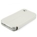 Golden Beach Grain Double Window Smart View Flip Leather Case Cover for iPhone 4 iPhone 4S - White