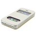 Golden Beach Grain Double Window Smart View Flip Leather Case Cover for iPhone 4 iPhone 4S - White