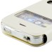 Golden Beach Grain Double Window Smart View Flip Leather Case Cover for iPhone 4 iPhone 4S - White