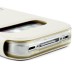 Golden Beach Grain Double Window Smart View Flip Leather Case Cover for iPhone 4 iPhone 4S - White