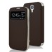 Golden Beach Grain Single Window Smart View Flip Leather Case Cover for Samsung Galaxy S4 - Brown