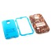 Grass Pattern Silicone And PC Back Case With Stand And Touch Through Screen Protector For Samsung Galaxy S5 G900 - Blue