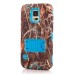 Grass Pattern Silicone And PC Back Case With Stand And Touch Through Screen Protector For Samsung Galaxy S5 G900 - Blue