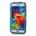 Grass Pattern Silicone And PC Back Case With Stand And Touch Through Screen Protector For Samsung Galaxy S5 G900 - Blue