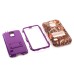 Grass Pattern Silicone And PC Back Case With Stand And Touch Through Screen Protector For Samsung Galaxy S5 G900 - Purple