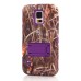 Grass Pattern Silicone And PC Back Case With Stand And Touch Through Screen Protector For Samsung Galaxy S5 G900 - Purple