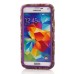 Grass Pattern Silicone And PC Back Case With Stand And Touch Through Screen Protector For Samsung Galaxy S5 G900 - Purple