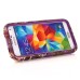 Grass Pattern Silicone And PC Back Case With Stand And Touch Through Screen Protector For Samsung Galaxy S5 G900 - Purple