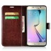 Grid Design Magnetic Stand Leather Card Holder Wallet Case For Samsung Galaxy S6 Edge Plus - Brown