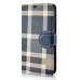 Grid Design Magnetic Stand Leather Card Holder Wallet Case For Samsung Galaxy S6 Edge Plus - Dark Blue