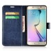 Grid Design Magnetic Stand Leather Card Holder Wallet Case For Samsung Galaxy S6 Edge Plus - Dark Blue