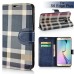 Grid Design Magnetic Stand Leather Card Holder Wallet Case For Samsung Galaxy S6 Edge Plus - Dark Blue