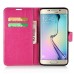 Grid Design Magnetic Stand Leather Card Holder Wallet Case For Samsung Galaxy S6 Edge Plus - Magenta