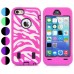 Heavy-Duty Silicone And PC Hybrid Zebra Stripes Impact Robot Defender Case Cover With Touch Screen Protector For iPhone 5C