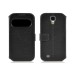 High Class Genuine Cowhide Leather Flip Stand Case Cover With Wake Sleep For Samsung Galaxy S4 i9500 - Black