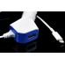 High Performance Car Charger With USB Port For iPhone 5 iPad 4 - White / Blue