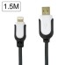 High Speed Premium Nylon Net 8 pin to USB Data Sync Charge Cord cable for iPhone 5/5s/5c iPad Air - Black / White