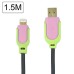 High Speed Premium Nylon Net 8 pin to USB Data Sync Charge Cord cable for iPhone 5/5s/5c iPad Air - Green / Pink