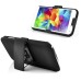 Horizontal Stripes Sliding Closure Stand Case Cover with 180 degree Rotation Belt Clip for Samsung Galaxy S5 G900 - Black